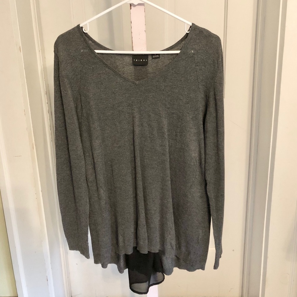Tribal dark gray high-low sweater